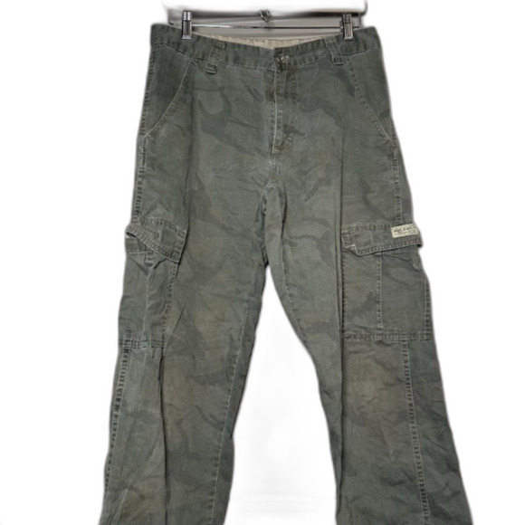 Vintage VF Wrangler 30x30 Green Camo Cargo Pants 100% Cotton Utility Style - Picture 6 of 9